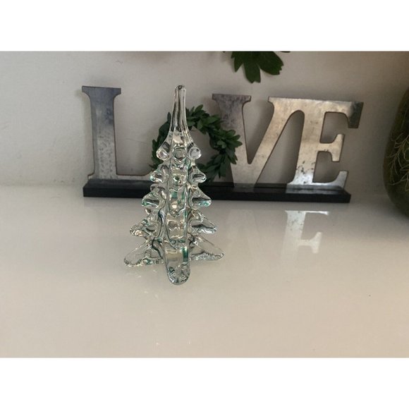 Vintage ROC Clear Crystal Green Ribbon Christmas Tree or Paperweight 4.5" Taiwan - Picture 15 of 16